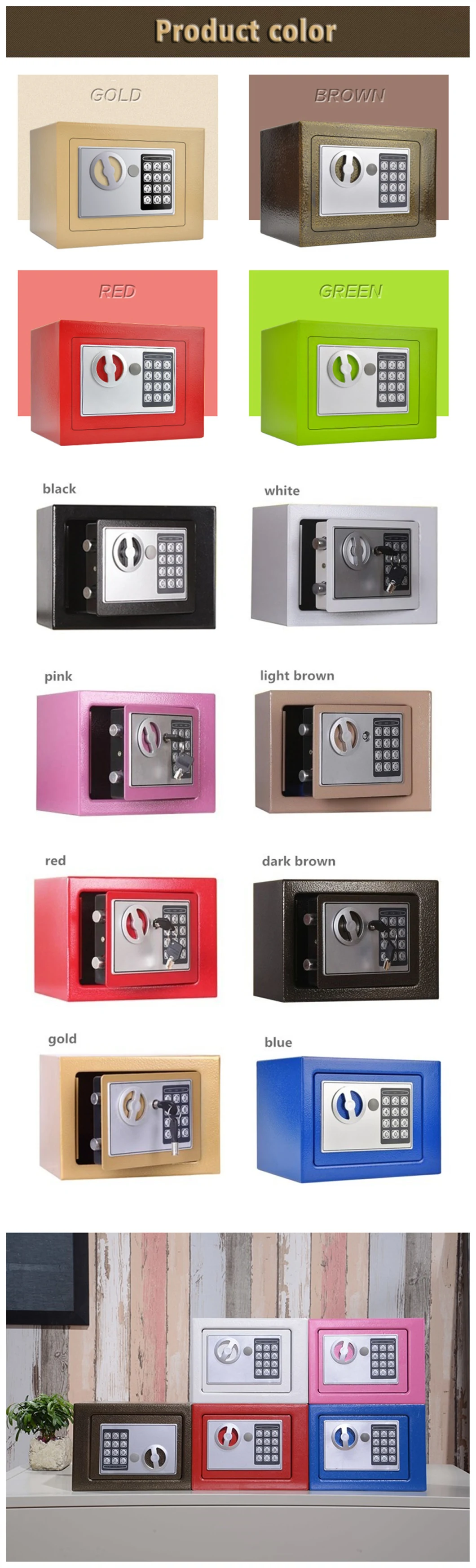 Modern Office Furniture Electronic Safe Box 23X17X17cm Red